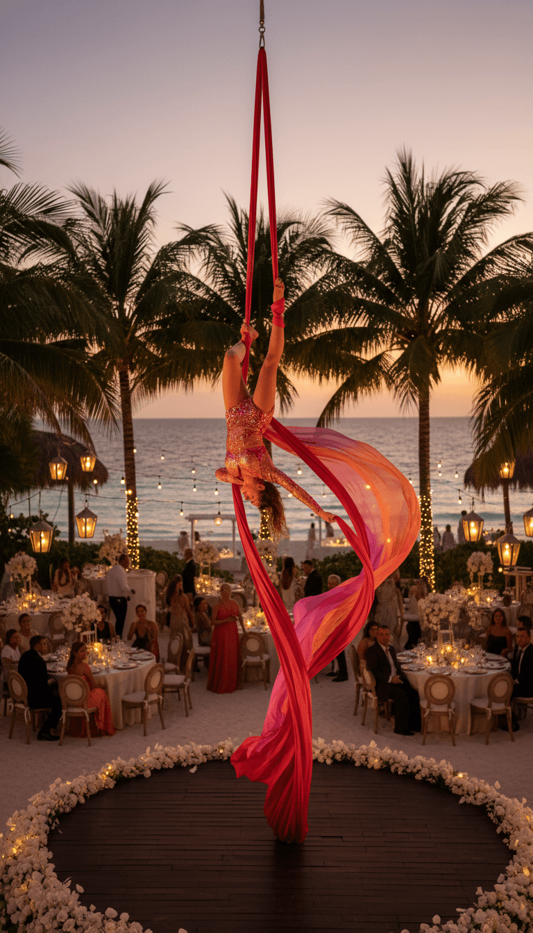 Fire performer creating elemental spectacle at destination event