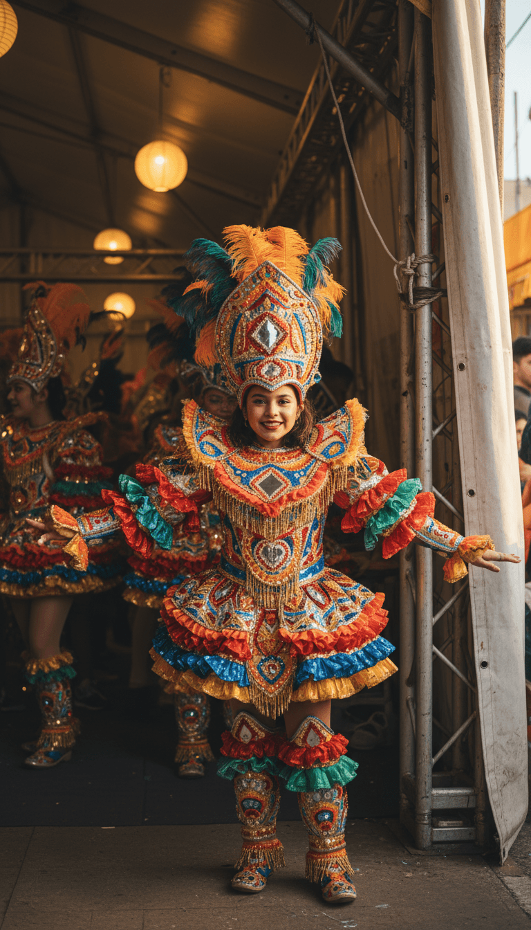 Stilt walker moving through event crowd
