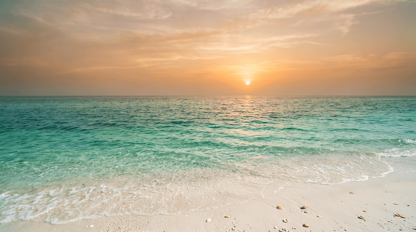 Serene ocean water at golden hour with gentle waves and beautiful natural lighting